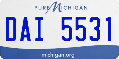 MI license plate DAI5531