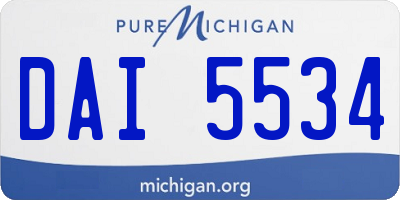 MI license plate DAI5534