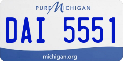 MI license plate DAI5551