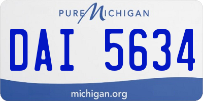 MI license plate DAI5634