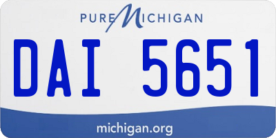 MI license plate DAI5651