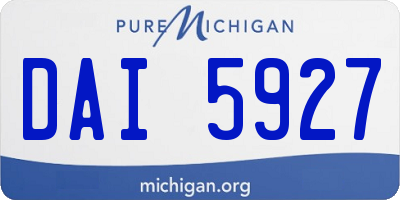MI license plate DAI5927