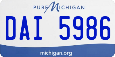 MI license plate DAI5986