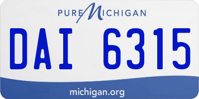 MI license plate DAI6315