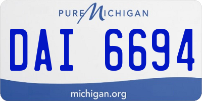 MI license plate DAI6694