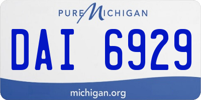 MI license plate DAI6929