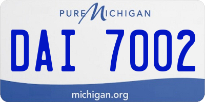 MI license plate DAI7002