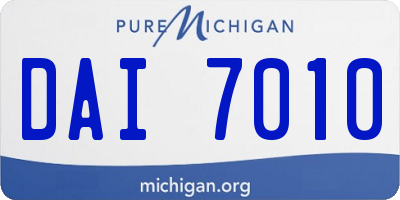 MI license plate DAI7010