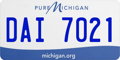 MI license plate DAI7021