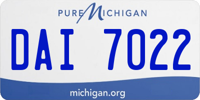 MI license plate DAI7022