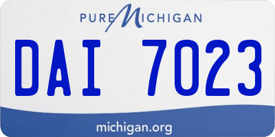 MI license plate DAI7023