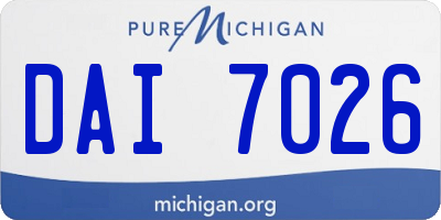 MI license plate DAI7026