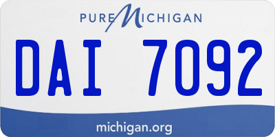 MI license plate DAI7092