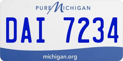 MI license plate DAI7234