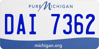 MI license plate DAI7362