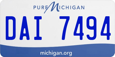 MI license plate DAI7494