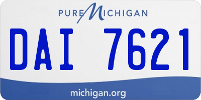 MI license plate DAI7621