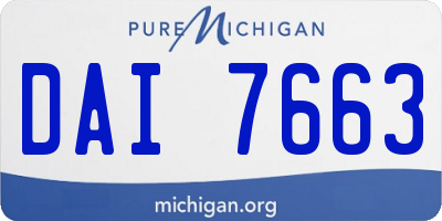 MI license plate DAI7663