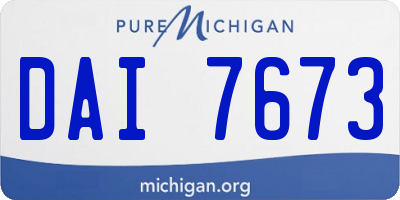 MI license plate DAI7673
