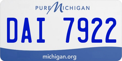 MI license plate DAI7922