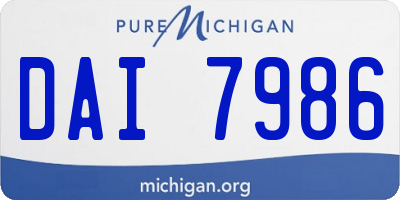 MI license plate DAI7986