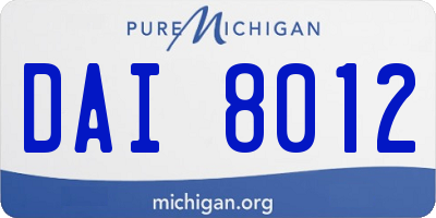 MI license plate DAI8012