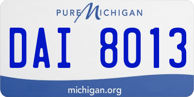 MI license plate DAI8013