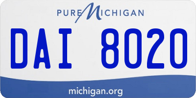 MI license plate DAI8020