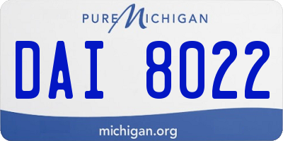MI license plate DAI8022