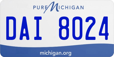 MI license plate DAI8024