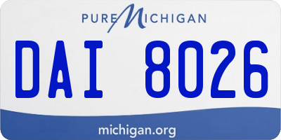MI license plate DAI8026
