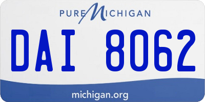 MI license plate DAI8062