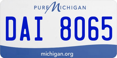 MI license plate DAI8065