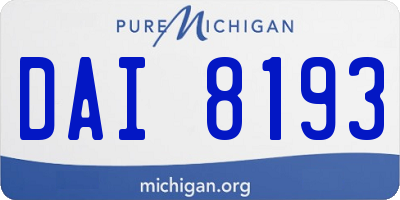 MI license plate DAI8193