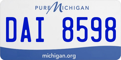 MI license plate DAI8598