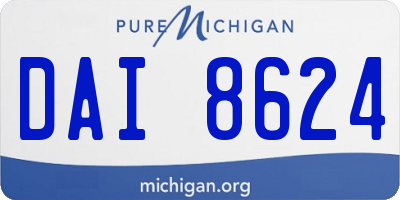 MI license plate DAI8624