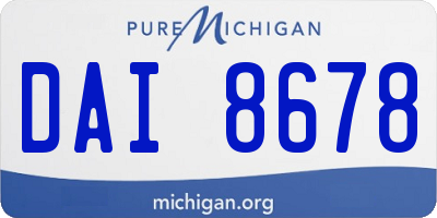 MI license plate DAI8678