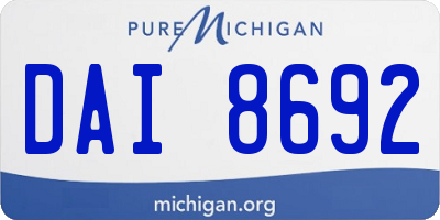 MI license plate DAI8692