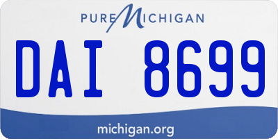 MI license plate DAI8699
