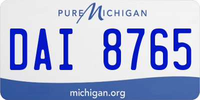 MI license plate DAI8765