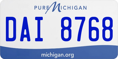 MI license plate DAI8768