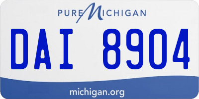 MI license plate DAI8904