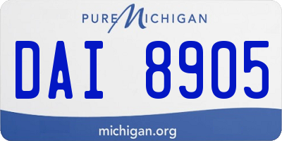 MI license plate DAI8905