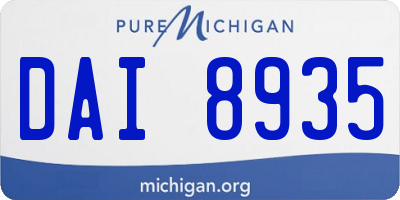 MI license plate DAI8935