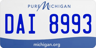MI license plate DAI8993