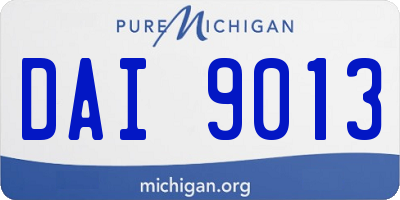MI license plate DAI9013