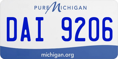 MI license plate DAI9206