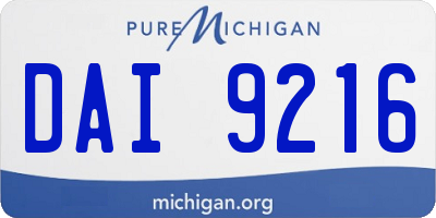 MI license plate DAI9216