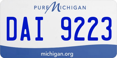 MI license plate DAI9223