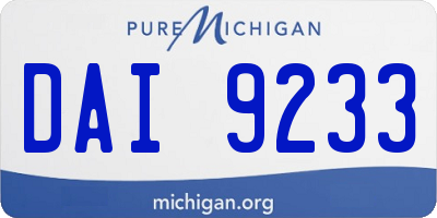 MI license plate DAI9233